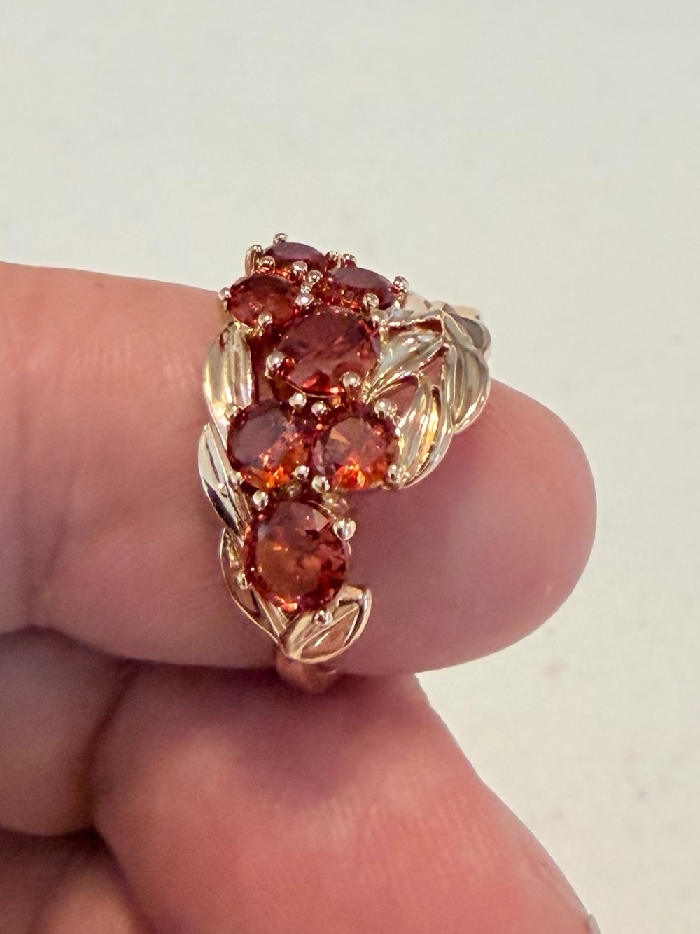 Gold Orange Garnet Style Stone Ring. - Picture 3 of 7